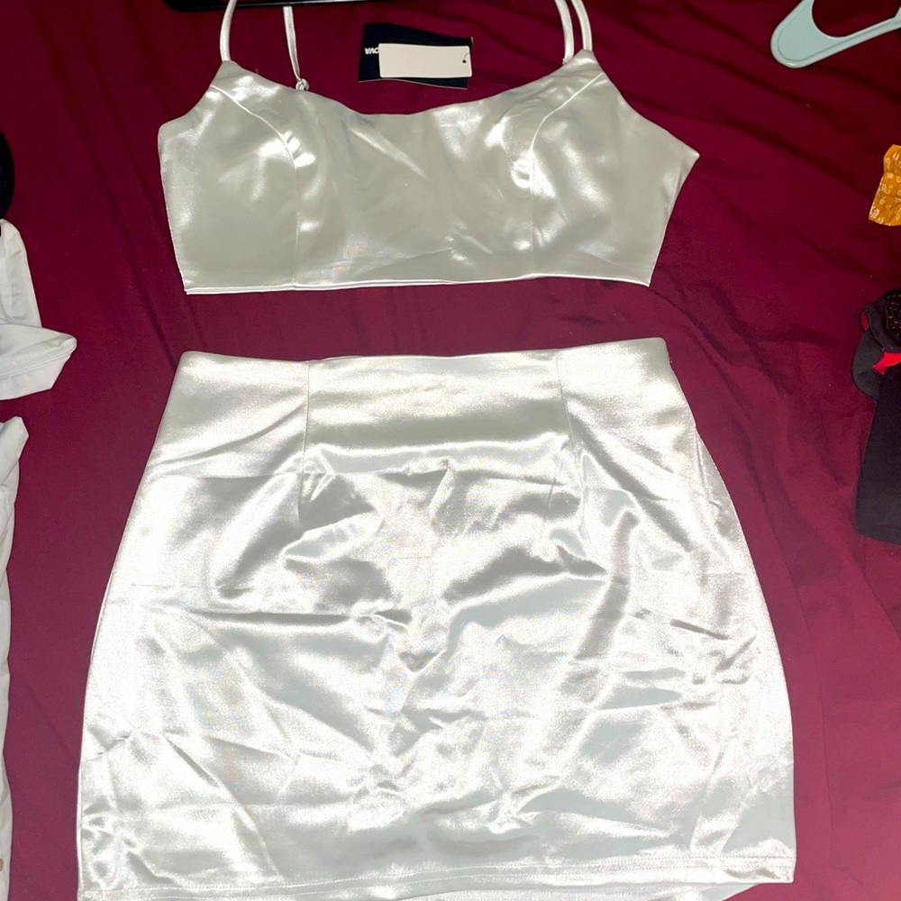 2 piece ivory skirt set